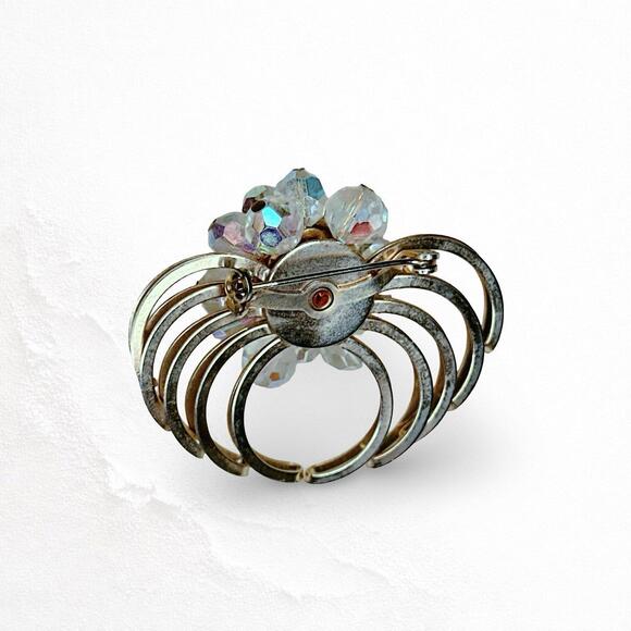 657. Goldtone Vintage Brooch Aurora Borealis - Picture 2 of 4